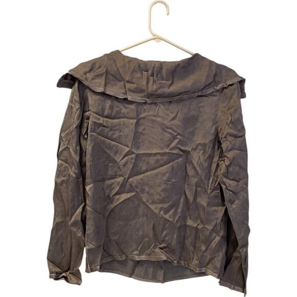 Massimo Dutti Womens Top Size S Gray Long Sleeve Drape Neck Blouse 5105/805 NWOT - Picture 2 of 9